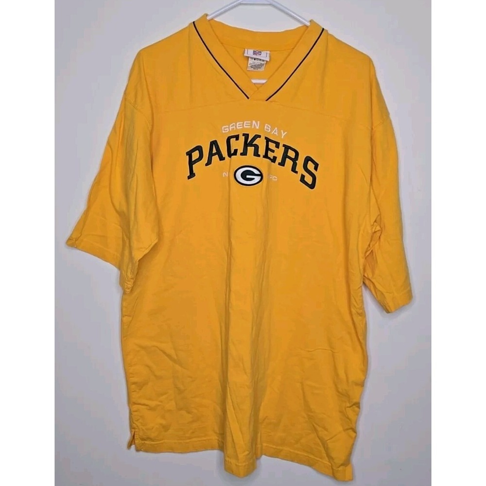 NFL Green Bay Packers Mens Shirt‎ Size XL T Shirt Yellow Embroidered